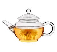 Tetera de vidrio Isend - Colador de té pequeño con filtro de bobina de alambre para té de hojas sueltas y té floreciente (250 ml)