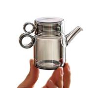 Tetera de vidrio resistente al calor de 100 ml con taza y filtro - Tetera personal para una persona, apta para placa eléctrica cerámica, juego de té portátil,A