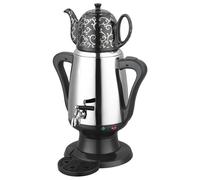 Tetera eléctrica con doble pared de acero inoxidable y taza de cerámica para preparar bebidas calientes