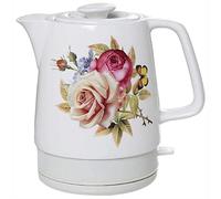 Tetera eléctrica de cerámica inalámbrica para sopa, estilo retro, de 1.7 l, 1850 W, para té, café, sopa y avena. Base extraíble, apagado automático y protección contra ebullición en seco.