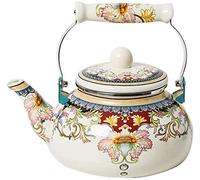 tetera esmaltada, Cuerpo de 2.4L con un lindo diseño flor, ideal for preparar tés calientes. Apto for cocinas inducción y gas