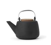 Tetera estilo japonés de porcelana de carbón VIVA Nicola - 40 oz / 1,18 L con malla para infusor de té de hojas sueltas, filtro y asa de acero inoxidable, tapa de corcho