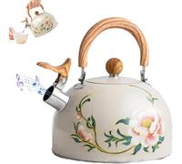 Tetera Floral, Tetera de 3,17 Cuartos de galón, Tetera silbante de Acero Inoxidable 316, Apta para Estufa con asa Plegable, Tetera Rainbow de inducción para hervir Agua.