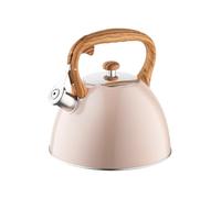 Tetera FLORINA (2,5 l) | Hervidor de Acero Inoxidable FRANK | Tetera Flauta Mango de Madera | Silbato Automático | Pava para Estufa de Inducción Estufa de Gas y Estufa Eléctrica | Color: marrón mate