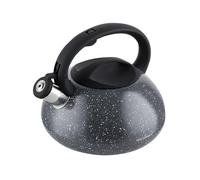 Tetera FLORINA (2,5 l) | HervidorAcero Inoxidable l LAVA | Tetera Flauta Asa Silicona | Silbato Automático | Pava Estufa Inducción, Estufa Gas y Estufa Eléctrica | Color: Gris