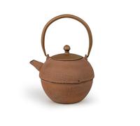 Tetera grande inductiva de hierro fundido de 1,2 litros, color marrón asiático, con asa y filtro de acero inoxidable, ideal para tipos de té sueltos