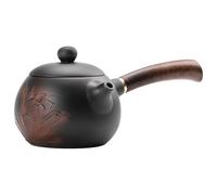 Tetera Hecha a Mano Tetera de cerámica morada individual grande tallada, juego té kung fu hecho a mano con rima loto y asa lateral, tetera pequeña for el hogar Para Preparar Té de Hojas