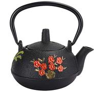 tetera hierro fundido, tetera japonesa de Tetsubin, tetera de hierro fundido, hervidor de té de hierro fundido, estufa, flor, decoración de regalo de bambú, 0,3 l