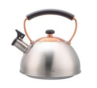 briebe Tetera Inducción Silbante 2,3L, Infusiones, Hervidor de Agua Acero Inoxidable, Retro, Todo Tipo de Cocinas, Vitrocerámica, Gas, Mango Tacto Frío, Diseño Vintage, Tea Pot, Inox/Bronce