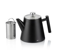 tetera kela con colador, tetera de acero inoxidable 1l MODENA, tetera de doble pared para té a granel y bolsitas de té, tetera, negro mate