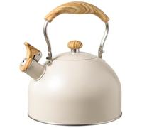 Tetera para estufa con silbido, tetera de acero inoxidable de 2, 5 l con mango plegable resistente al calor, color beige