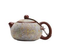 Tetera para té suelto Tetera de arcilla púrpura artesanal tradicional, cerámica pintada con Mineral de roca, tetera de arcilla púrpura Retro dorada, juego de té de Kung Fu Tetera multifuncional