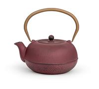 Tetera pequeña de hierro fundido para inducción, 1,0 litros, color violeta asiático, con asa y filtro de acero inoxidable, ideal para tipos de té sueltos