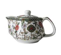 Tetera pequeña de porcelana, tetera de 9 onzas con filtro de acero inoxidable, flores chinas coloridas y pájaros (flores y pájaros)