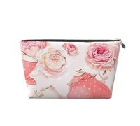 Tetera Rosa Estampada, Bolsa de artículos de tocador Bolsa de Maquillaje Bolsa de cosméticos Bolsa de artículos de tocador de Viaje portátil