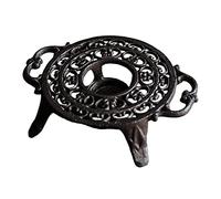 Tetera rústica de hierro fundido, calentador estable, elegante, hueco, para balcón, patio, redondo con asa
