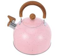 Tetera Silbante de Acero Inoxidable con Asa Plegable 3l para Estufa | Fondo Plano, Aviso Audible al Hervir, Acabado Espejo Rosa, para Camping y Cocinas de Apartamento