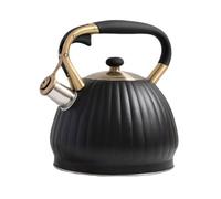 Tetera Silbante Negra 3, 5 L de Acero Inoxidable para Cocina | Dispositivo de Silbato Automático, Mango Ergonómico, Apta para Gas y Eléctrica Color Aleatorio