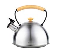 briebe Tetera Retro Inducción Silbante 2,3L Hervidor Agua Acero Inoxidable | Infusiones Todo Tipo de Cocinas, Vitrocerámica, Gas, Mango Tacto Frío, Tea Pot