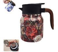 Tetera térmica vintage con diseño floral Tetera de acero inoxidable Boquilla en forma de V Para té caliente café tés sueltos(Teapot-2)