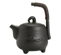 Tetera Tetera antigua de cerámica negra de estilo japonés, tetera con asa de cerámica, tetera for el hogar, cafetera Tetera para Estufa