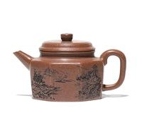 Tetera Tetera de arcilla púrpura antigua de 170ML, tetera hecha a mano con sección de mineral crudo, tetera de barro, tetera Zisha, colección artesanal, tetera china Tetera para Infusor(A)