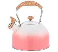 Tetera, tetera, for estufa, silbido de acero inoxidable con mango madera plegable, macetas colores degradados, estilo lindo(Gradient Pink)
