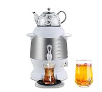 Tetera Turca Eléctrica, Samovar De Acero Inoxidable De 1800 W, Capacidad Para Hervidor De 5 L Y Tetera De 1 L, Con Función De Mantenimiento Del Calor Y Asa Antiescaldaduras, Para Café white