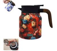 Tetera vintage con diseño floral Tetera térmica de acero inoxidable Boquilla en forma de V Para bebidas frías calientes(Teapot-15)