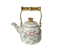 Tetera vintage de esmalte con estampado floral, resistente al calor y con asa, ideal for la cocina, ideal for té, café y decoración de cocina.(2.5L)