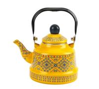 Tetera vintage de esmalte para estufa con diseño de diana, pequeña tetera con asa para agua caliente, sin silbido.(Yellow,1.7L)