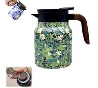 Tetera vintage floral de acero inoxidable de 1000 ml con boquilla en forma de V para té café(Teapot-13)
