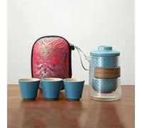 Teteras 1 set of hammer glass travel tea Portable quick cup outdoor carry on special bag Kung Fu teacup teapot Juego De Té De Porcelana(B)