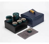 Teteras Exquisito Juego Caja Almacenamiento Porcelana China Tetera Portátil Viaje Aire Libre Kung Fu Regalo Ceremonia Chino Juego De Té De Porcelana(E)