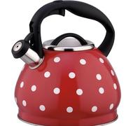 teteras, Hervidor de agua caliente acero inoxidable con diseño lunares, estilo retro, mango ergonómico, apto for todos(Red)