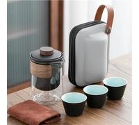 Teteras Juego Té Viaje Kuai Ke Bolsa Transporte Taza Kung Fu Cristal 1 Olla 3Tazas Cerámica Tetera Exteriores Pequeño Tazas 4Uds Juego De Té De Porcelana(A)