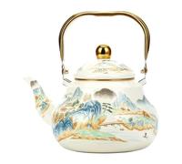 teteras, Olla de agua caliente vintage acero esmaltada con diseño floral for cocina inducción y gas(E,2L)