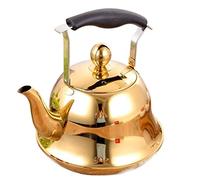 Teteras, tetera con silbato, superior for estufa(Gold,3L)