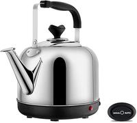 Teteras, teteras de Acero Inoxidable Cepillado para Agua hirviendo, Tetera, Caldera de Agua y Calentador, hervidor de Silbato, Engranaje Doble, ebullición rápida, protección automática y Seca, 4L/8L