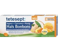 tetesept Caramelos para Garganta Jengibre + Cúrcuma + Miel - 20 comprimidos para chupar tetesept