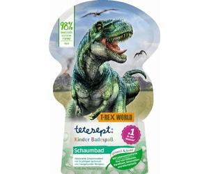 tetesept Kids Dino Adventure - Baño de espuma para niños con aroma afrutado de manzana y aloe vera, dinofuerte T-Rex World para niños con espuma de baño y agua verde, 1 x 40 ml