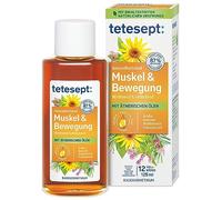 tetesept Músculo y ejercicio baño - 1 x 125 ml - Baño de salud para relajación y relajación con 4 aceites esenciales - Aditivo de baño calmante que calienta y alivia
