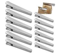 TETEWEVER 12 Piezas Pinzas Bolsas Alimentos de Acero Inoxidable, Reutilizable, Cierre de Diapositiva, Plata, 8cm/11.5cm, Almacena y Mantiene Frescos Alimentos, Café, Pan, Té y Especias