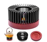 TETEWEVER Calientaplatos para tetera, 11 cm, de aluminio, con base de madera, calentador de tazas, calentador de tazas, calentador de café, para preservar el calor del té, café y leche