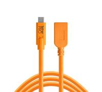 Tether Tools Adaptador TetherPro de USB-C a USB 3.0: cable alargador con acoplamiento USB 3.0 y conector USB-C naranja 4,9 M