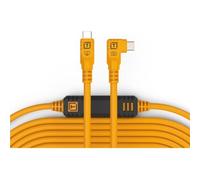 Tether Tools Cable de datos USB TetherPro USB-C a USB-C, en Ã¡ngulo recto 9,4 metros naranja