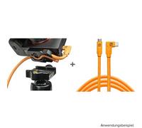 Tether Tools TetherGuard LeverLock + Kit de cable USB-C a USB-C, 1x en Ã¡ngulo recto 4,6 metros naranja