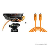Tether Tools TetherGuard LeverLock + Kit de cable USB-C a USB-C 4,6 m naranja