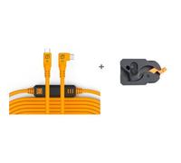 Tether Tools TetherGuard LeverLock + Kit de cable USB-C a USB-C en ángulo recto 9,4 metros naranja