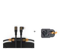 Tether Tools TetherGuard LeverLock y juego de cables, USB-C recto a USB-C acodado, 9,4 m negro antirreflectante